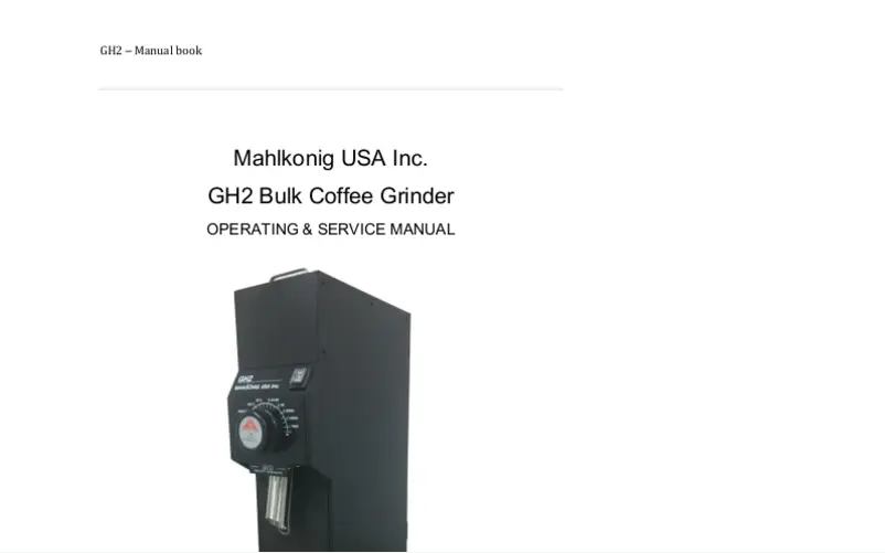 Page 1 of the manual User Manual Mahlkönig GH2