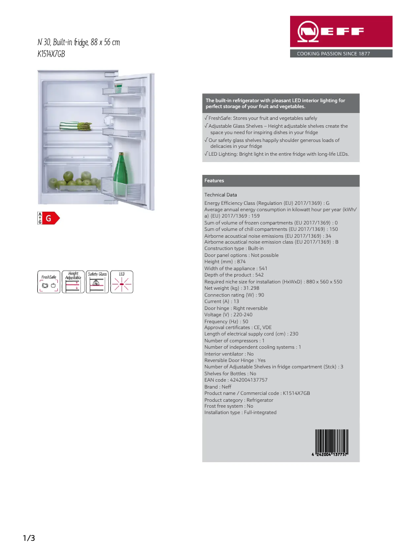 First page image of the manual for K1514X7GB