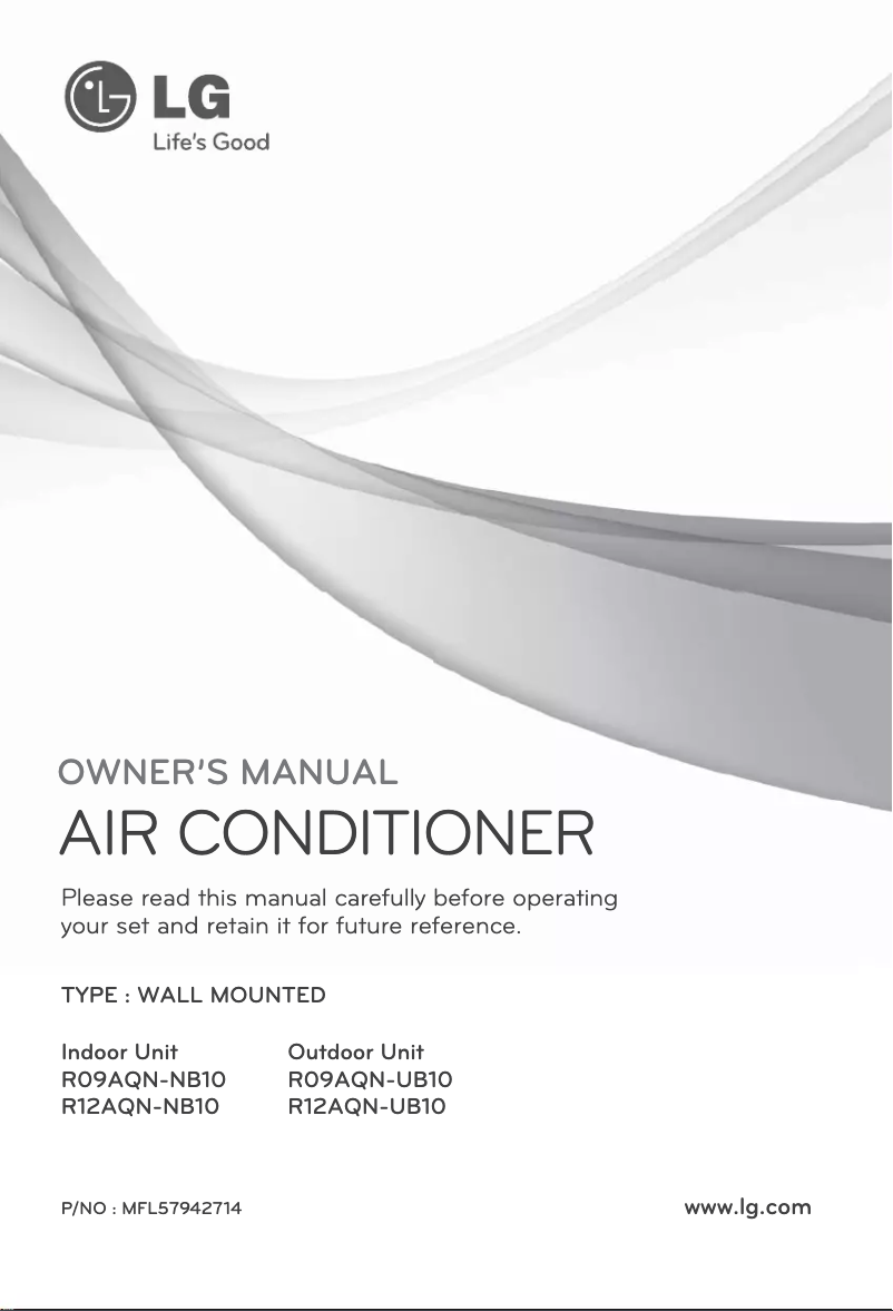 Page 1 of the manual User Manual LG ASUW092B1U0