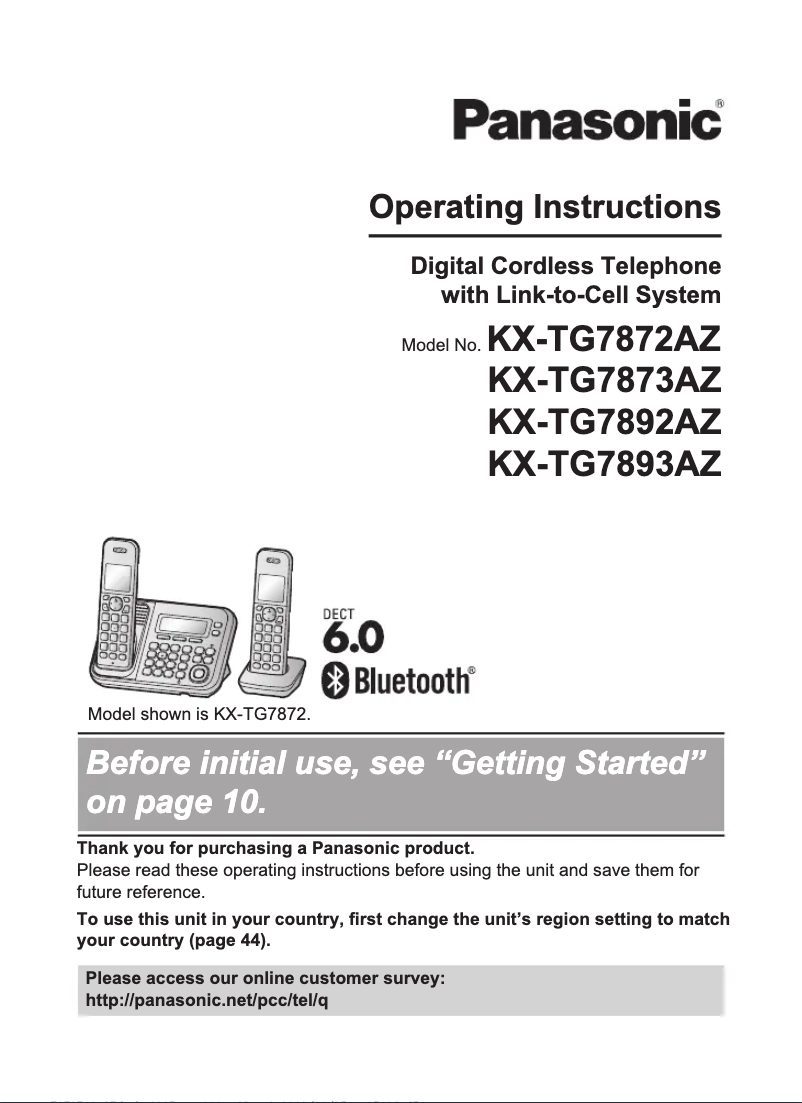 Page 1 of the manual User Manual Panasonic KX-TG7893AZ