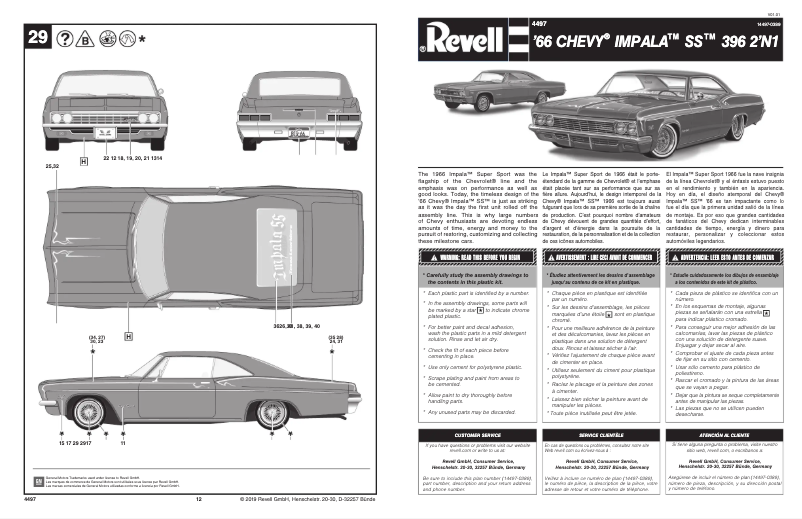 First page image of the manual for ’66 Chevy Impala SS 396 2N1