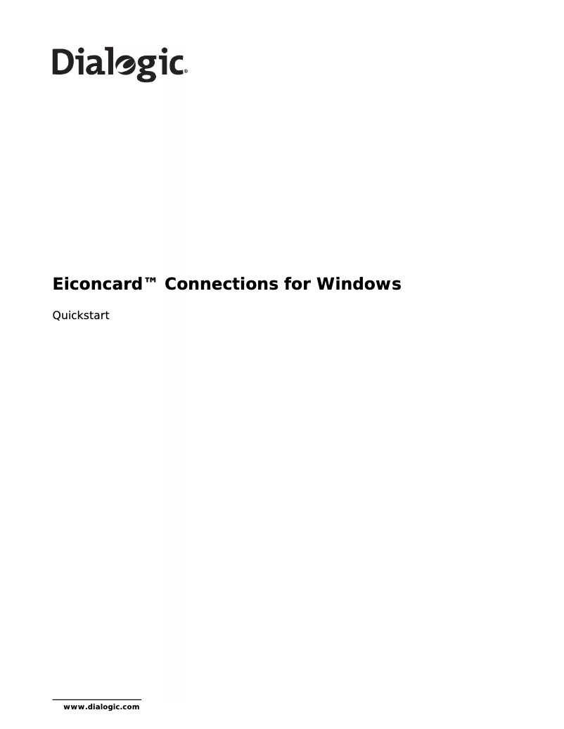 Page 1 of the manual User Manual Dialogic Eiconcard C91 V2