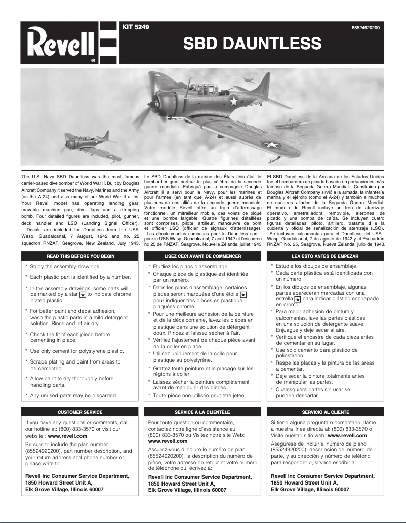 Page 1 of the manual User Manual Revell SBD Dauntless