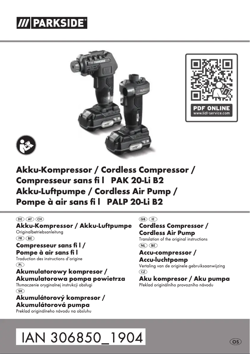 Page 1 of the manual User Manual Parkside PALP 20-Li B2