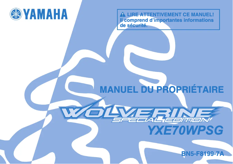 Page 1 of the manual User Manual Yamaha Wolverine (2016)