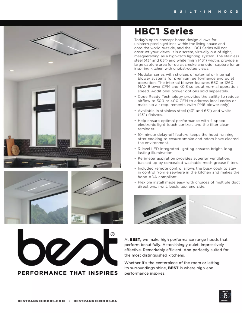 Page 1 of the manual Technical Sheet Best HBC163ESS