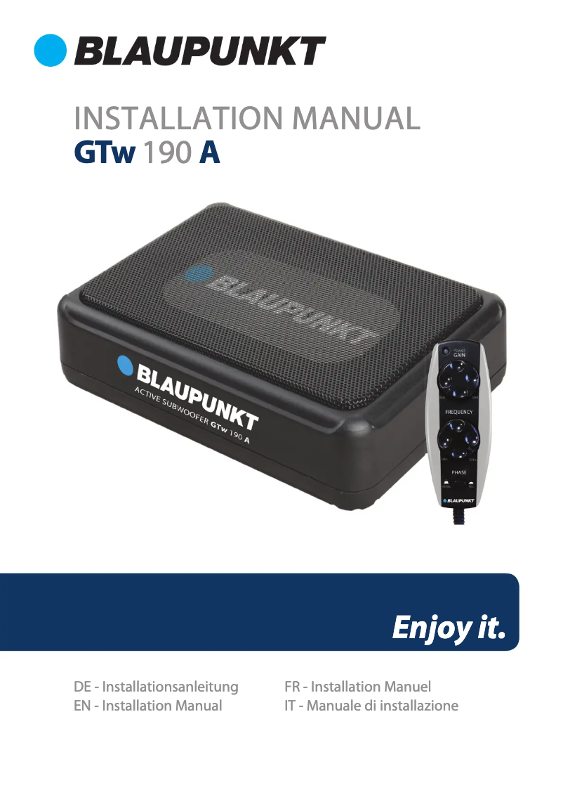 Page 1 of the manual User Manual Blaupunkt GTw 190 A