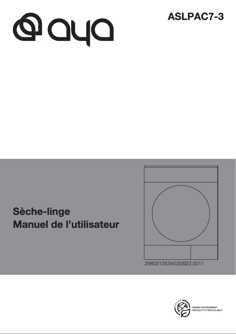 First page image of the manual for ASLPAC7