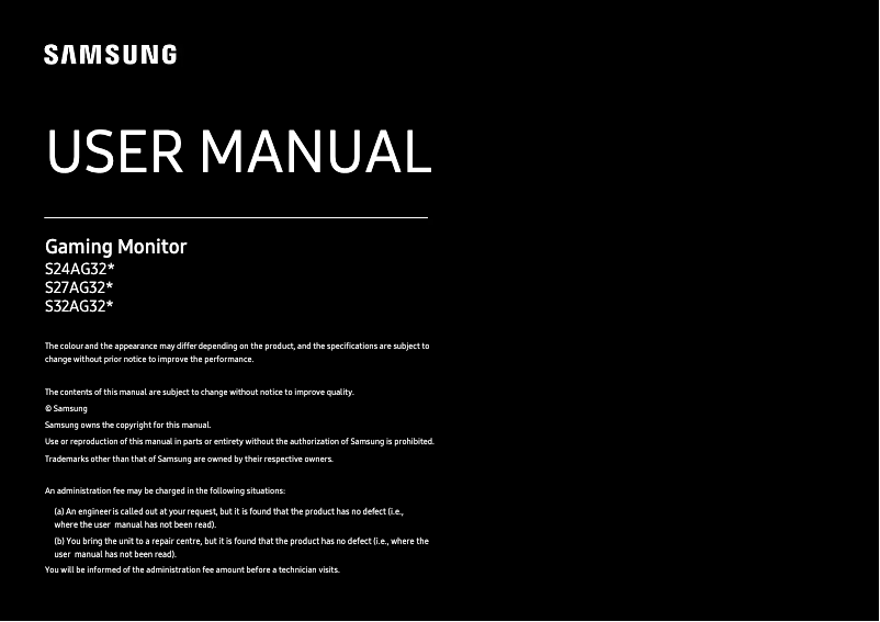 Page 1 of the manual User Manual Samsung S32AG322NI