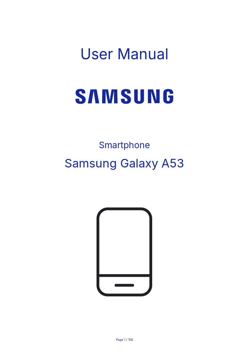 First page image of the manual for Galaxy A53