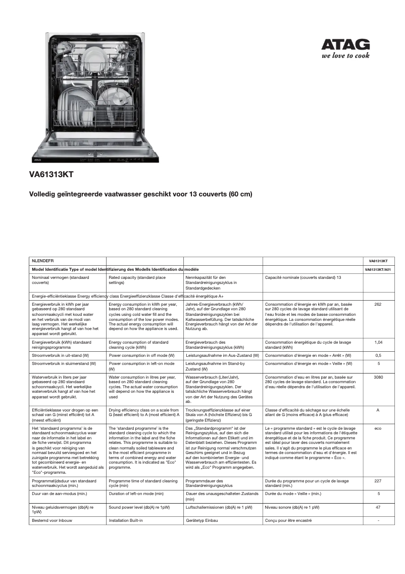 First page image of the manual for VA61313KT