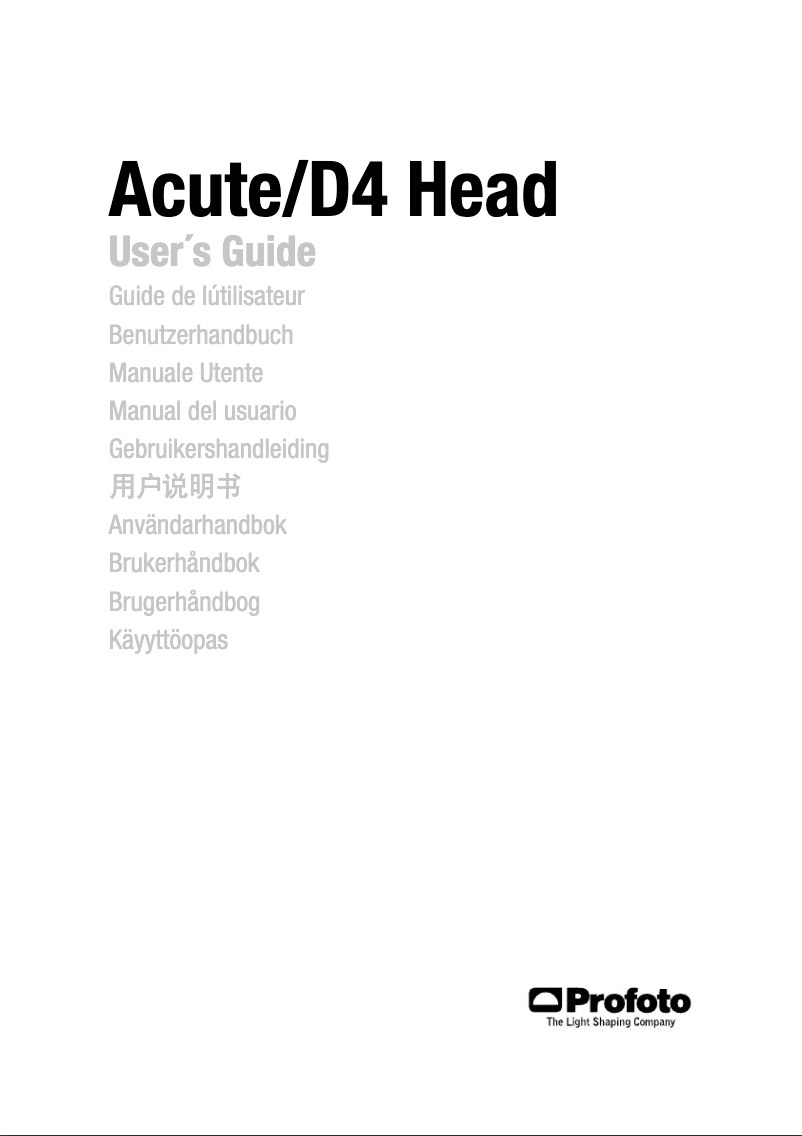 Page 1 of the manual User Manual Profoto Acute/D4 Head