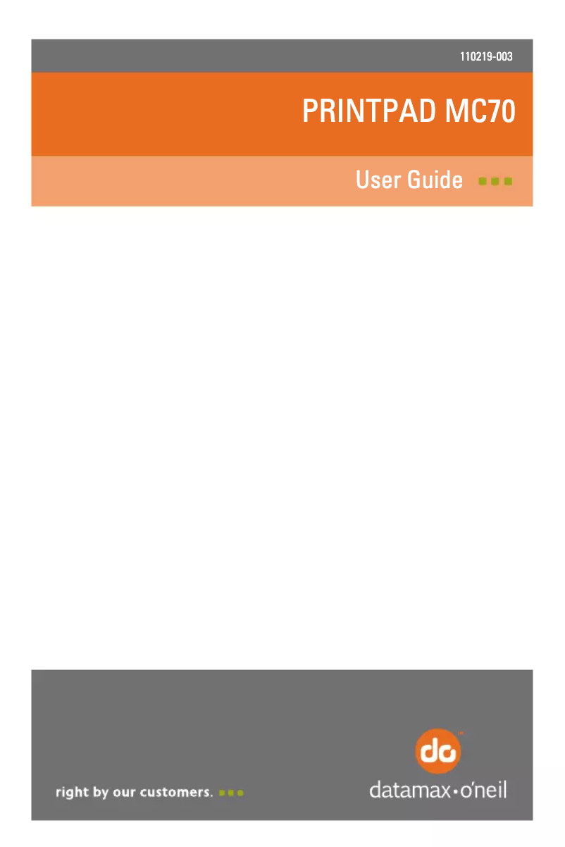Page 1 of the manual User Manual Datamax O'Neil PrintPAD MC55/65/67