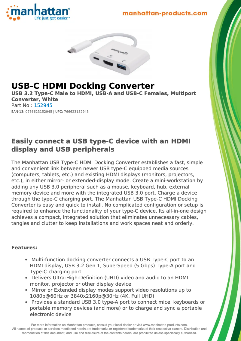 Page 1 of the manual User Manual Manhattan 152945