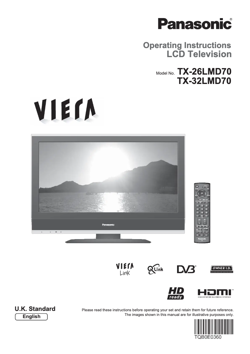 Page 1 of the manual User Manual Panasonic Viera TX-32LMD70