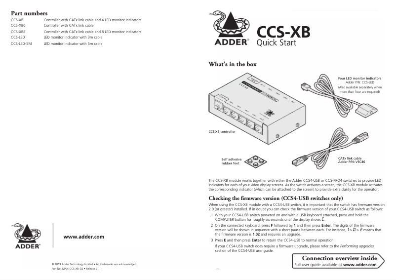Page 1 of the manual User Manual Adder CCS-XB