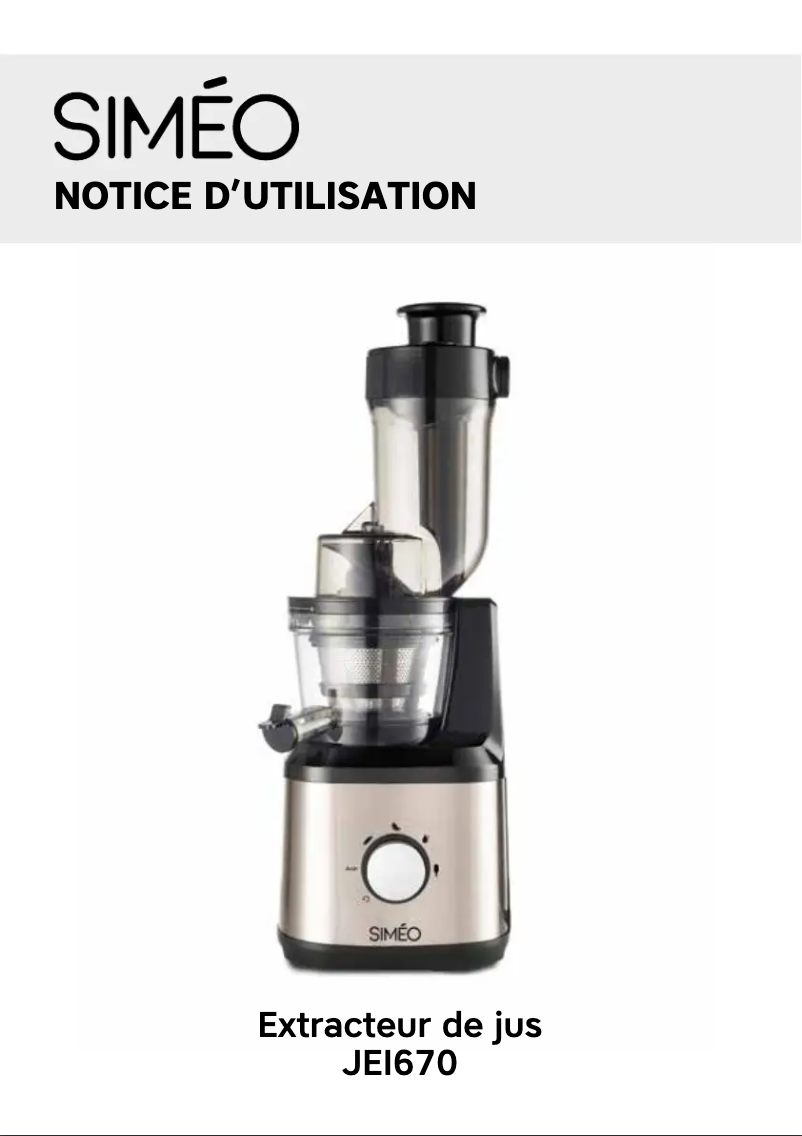 Image de la première page du manuel de l'appareil JEI670