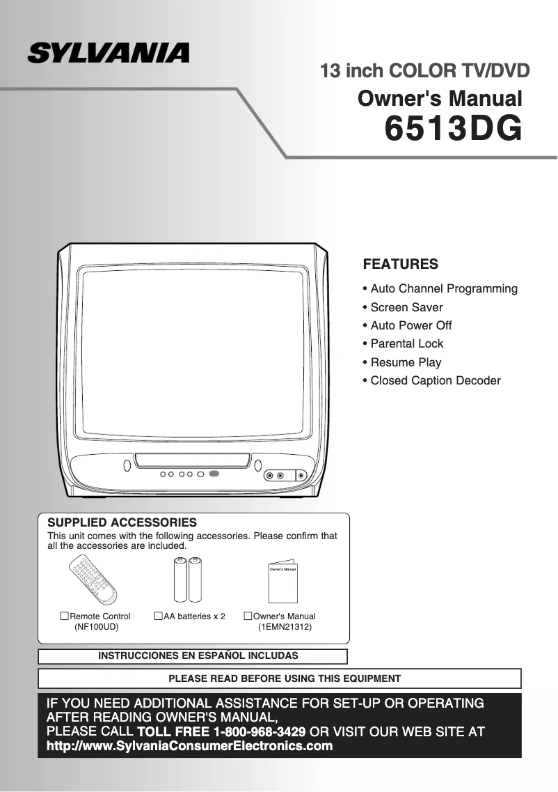 Page 1 of the manual User Manual Sylvania 6513DG