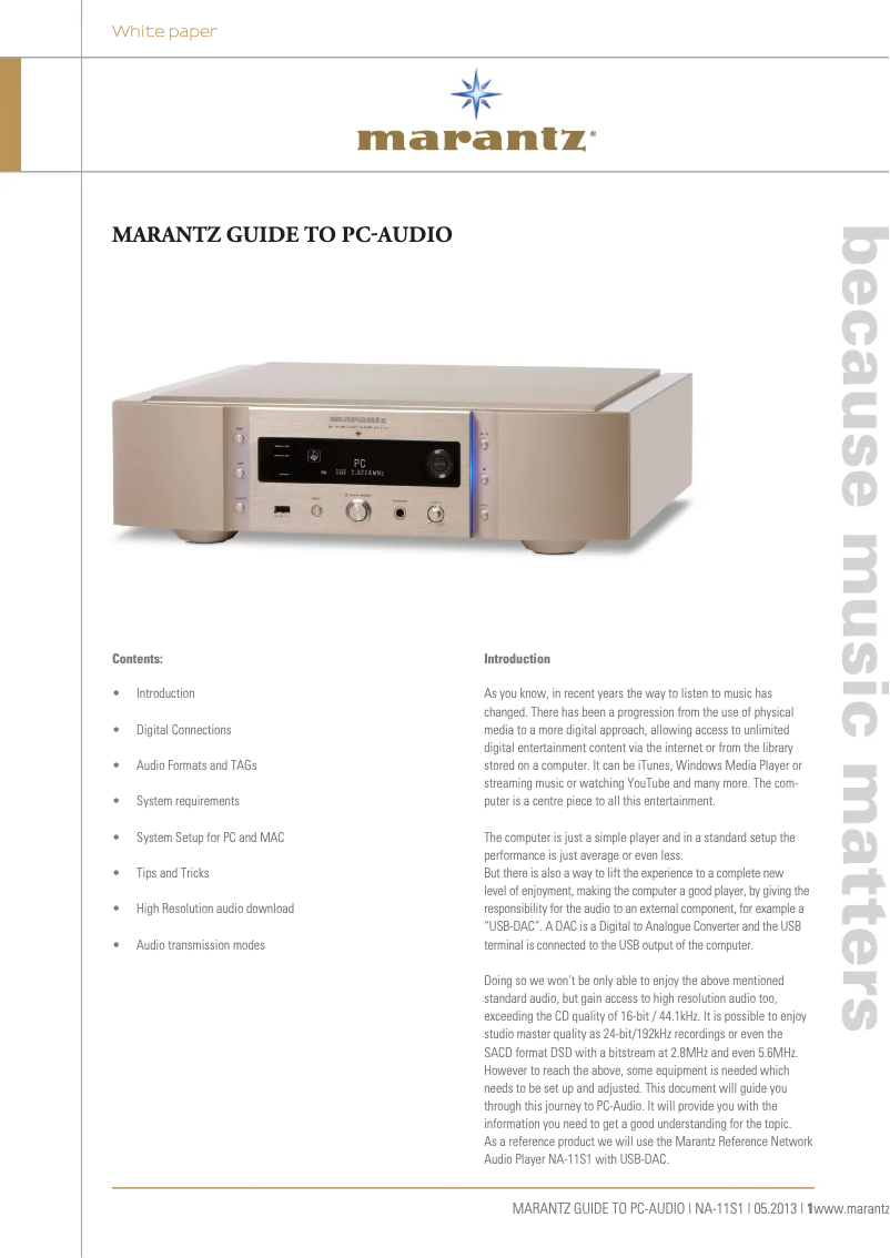 Page 1 of the manual Instruction Manual Marantz SA-14S1