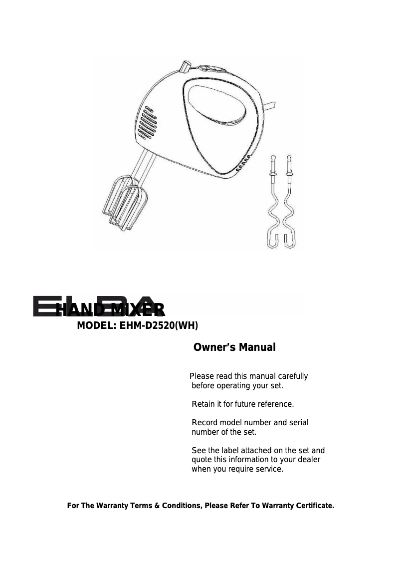 Page 1 of the manual User Manual Elba EHM-D2520(WH)