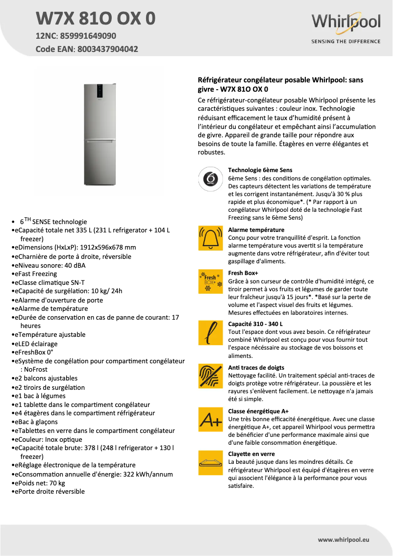 First page image of the manual for W7X 81O OX