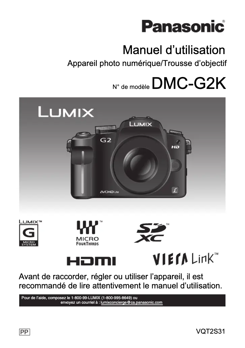 First page image of the manual for Lumix DMC-G2
