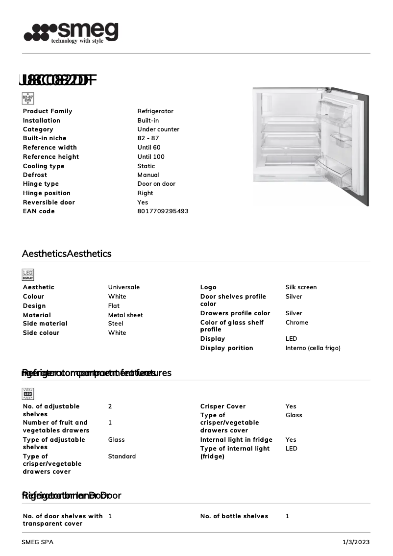 Page 1 of the manual Brochure Smeg U8C082DF
