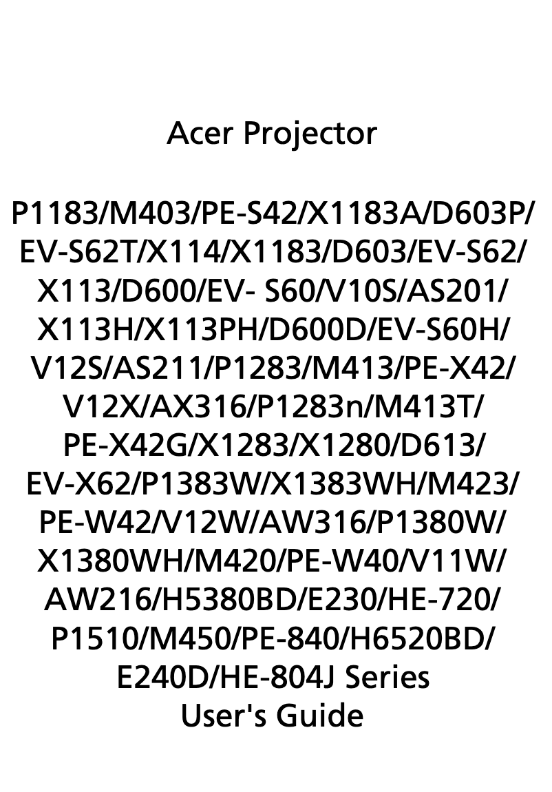 First page image of the manual for X113PH