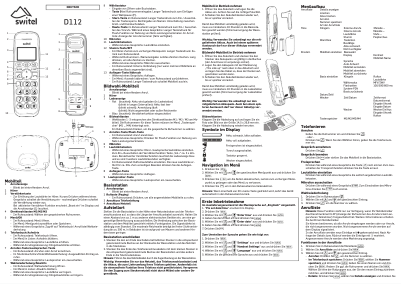 Page 1 of the manual User Manual Switel D112