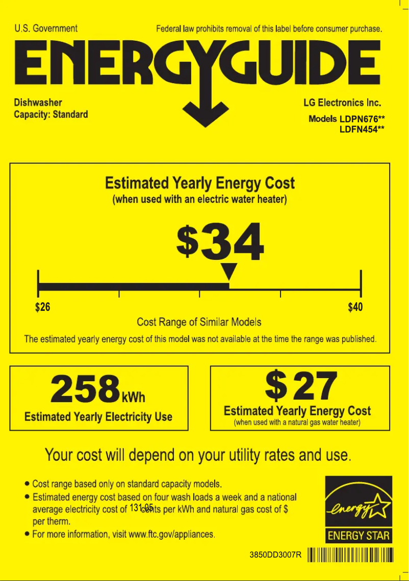 Page 1 of the manual Energy Label LG LDFN4542S