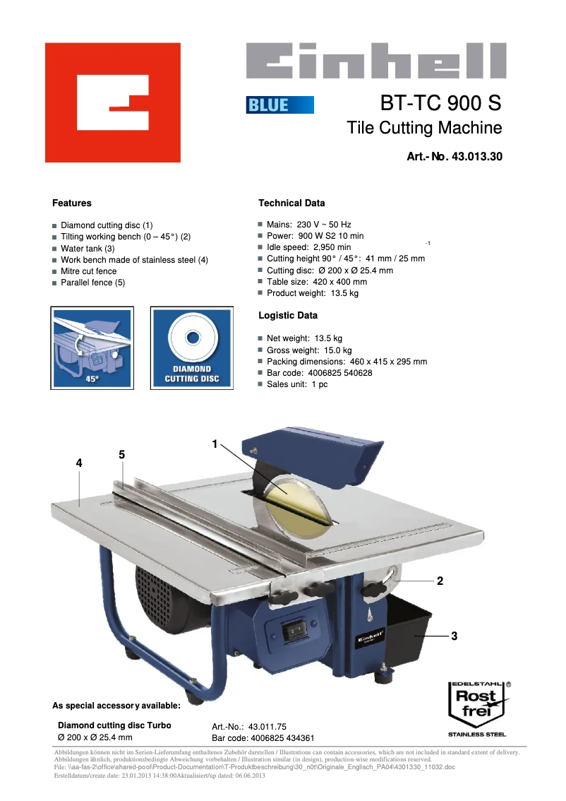 First page image of the manual for BT-TC 900 S