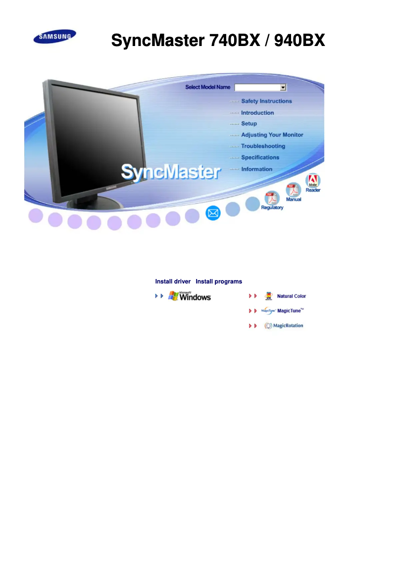 Page 1 of the manual User Manual Samsung SyncMaster 740BX