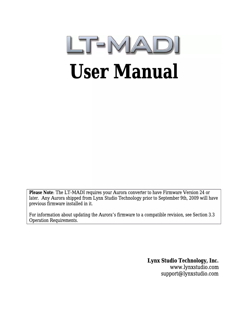 First page image of the manual for LT-Madi