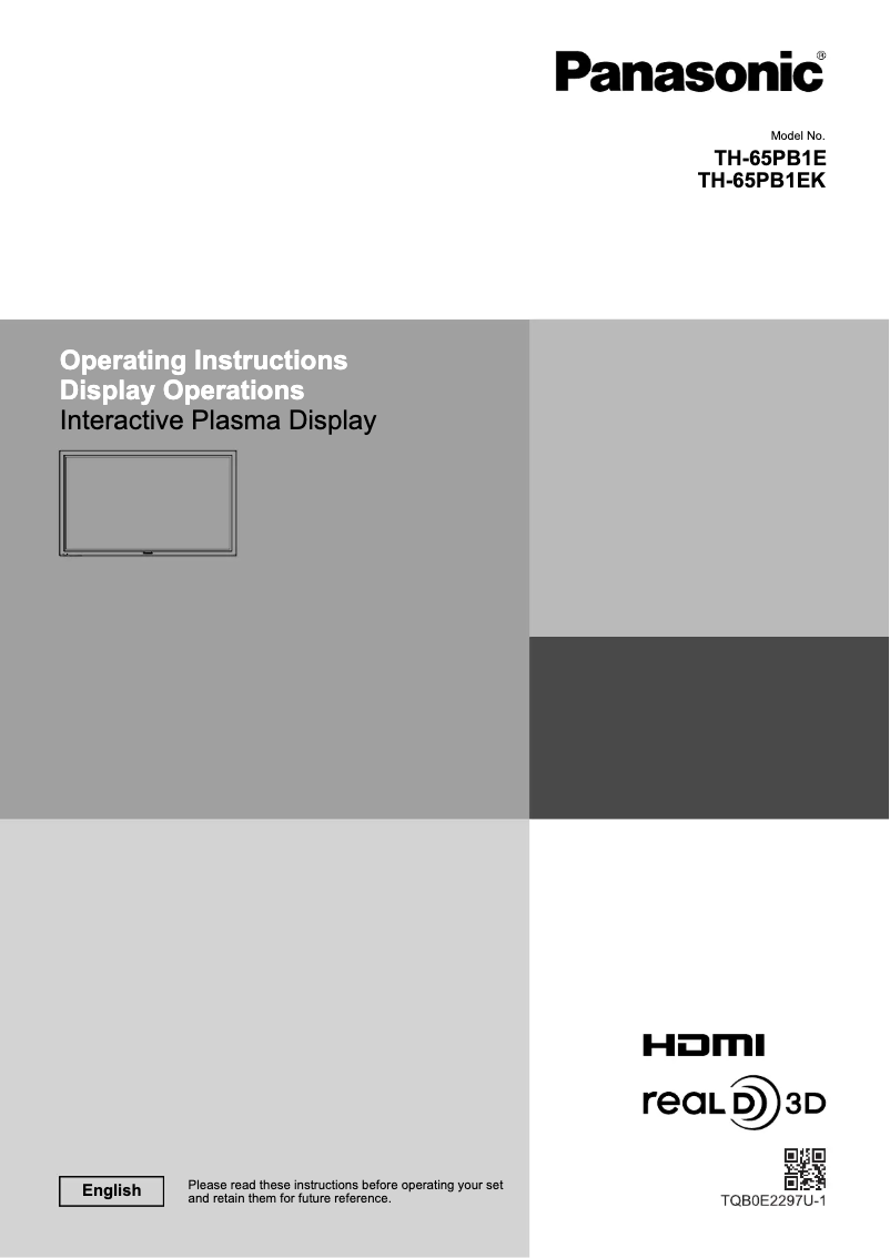 First page image of the manual for TH-65PB1EK