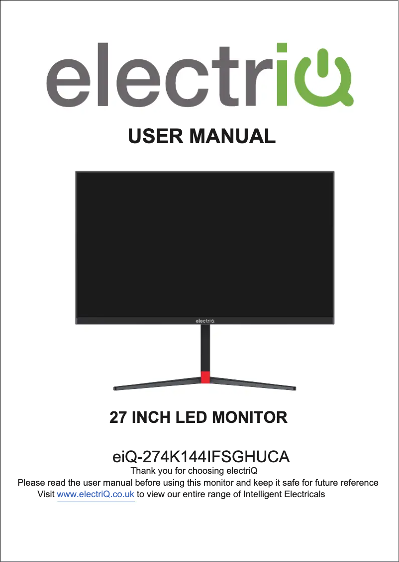 First page image of the manual for eiQ-274K144IFSGHUCA