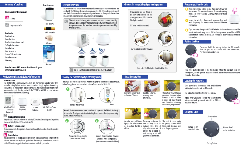 First page image of the manual for TRV10RFM