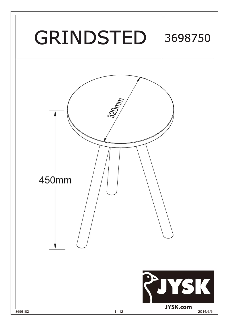 Page 1 of the manual User Manual JYSK Grindsted