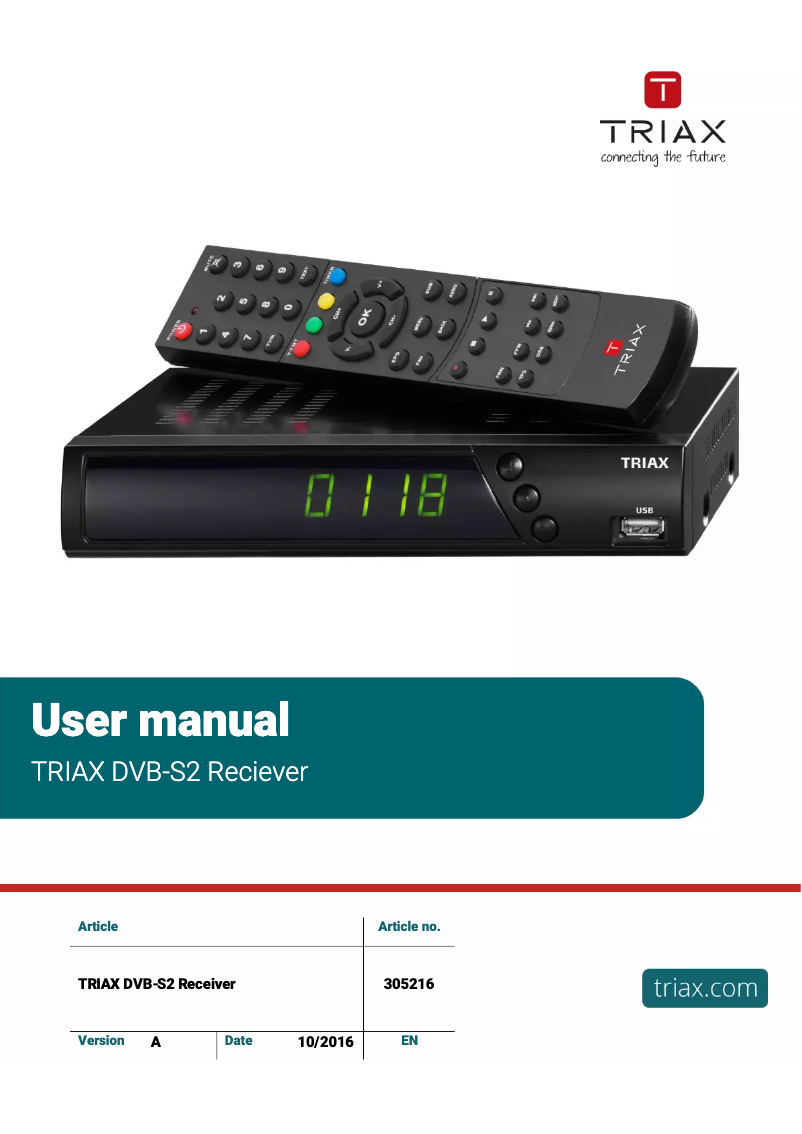 Page 1 of the manual User Manual Triax S-HD11