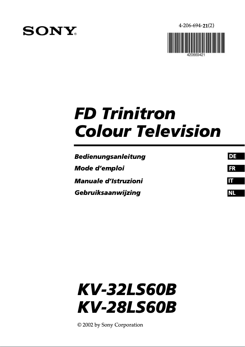 Page 1 of the manual User Manual Sony KV-28LS60B