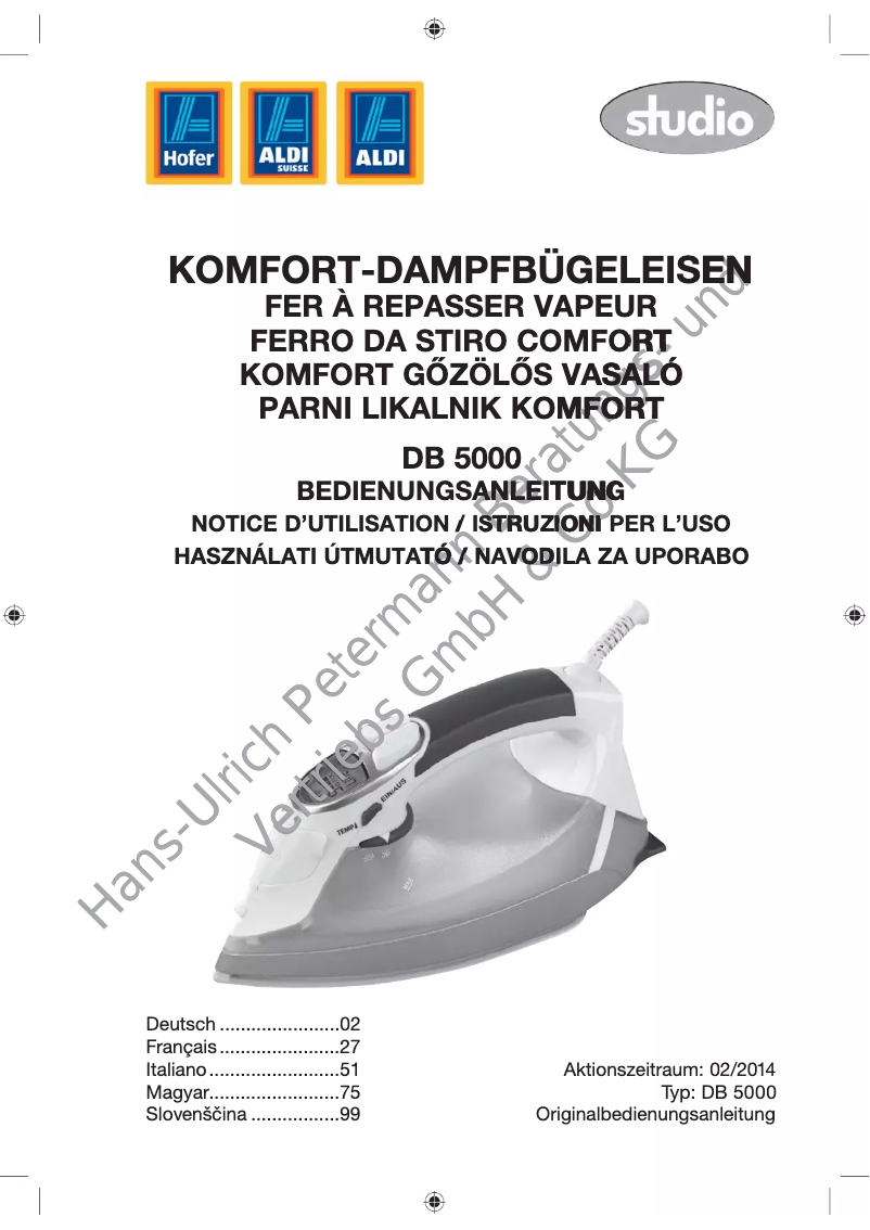 Page 1 of the manual User Manual Aldi DB 5000