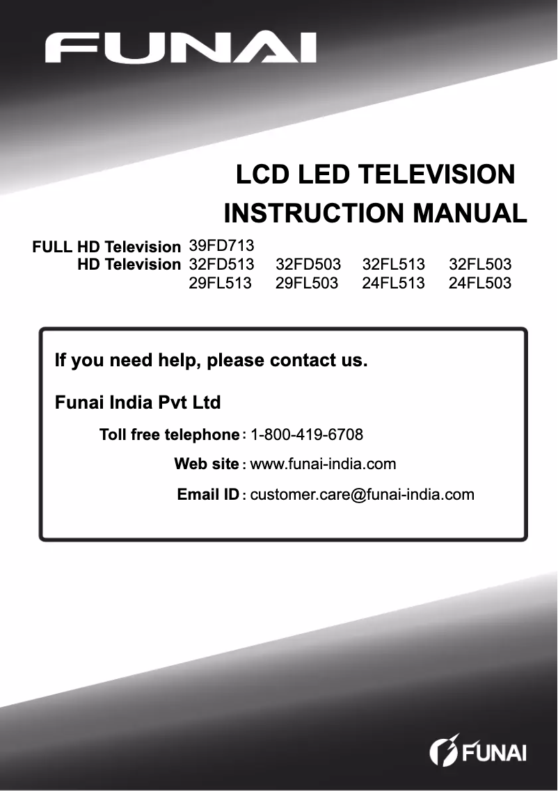 Page 1 of the manual User Manual Funai 29FL503