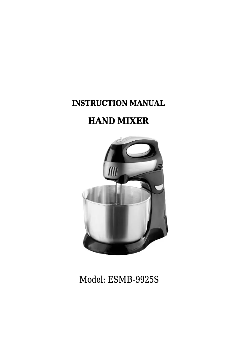First page image of the manual for ESMB-9925S