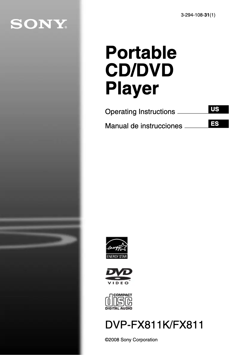 First page image of the manual for DVP-FX811K