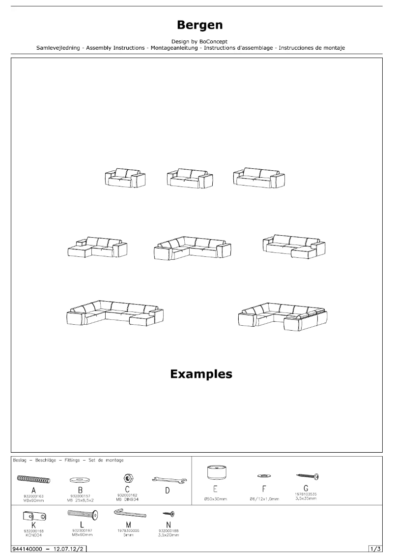 Page 1 of the manual User Manual BoConcept Bergen