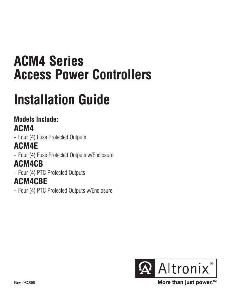 Page 1 of the manual User Manual Altronix ACM4CBE