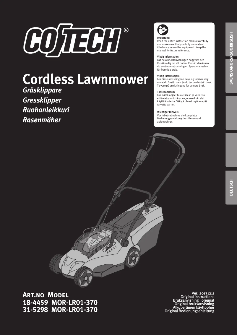 First page image of the manual for MOR-LR01-370