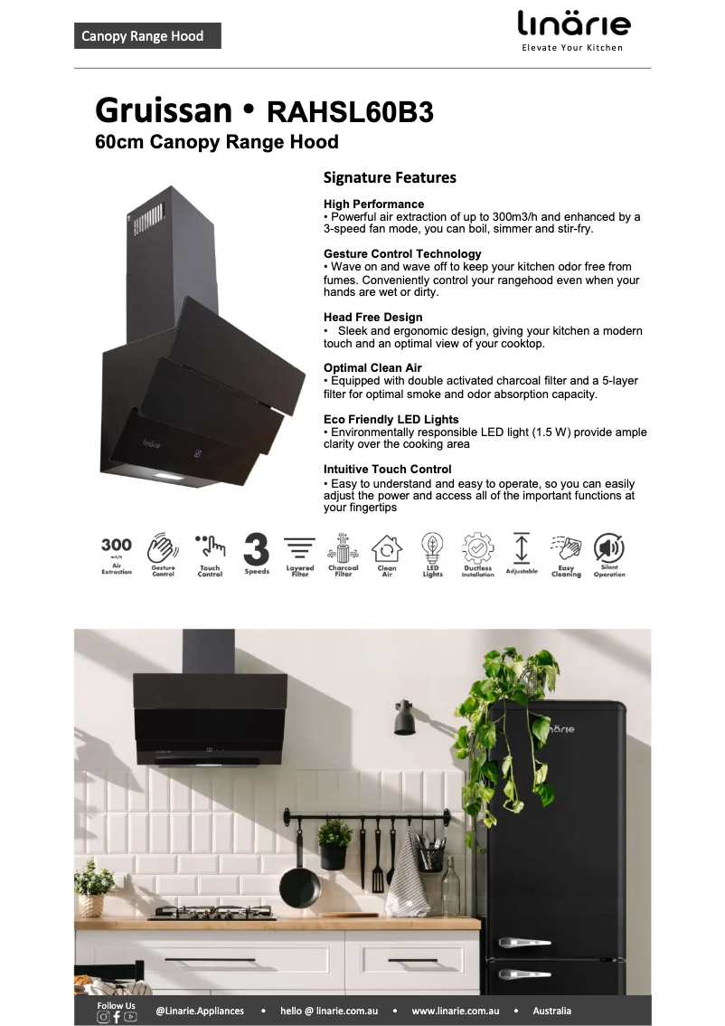 Page 1 of the manual Technical Sheet Linarie RAHSL60B3