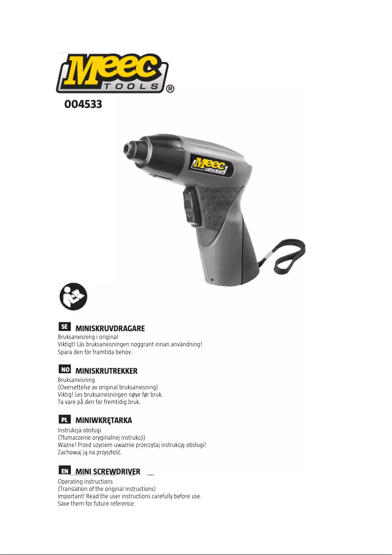 Page 1 of the manual User Manual Meec Tools 004-533