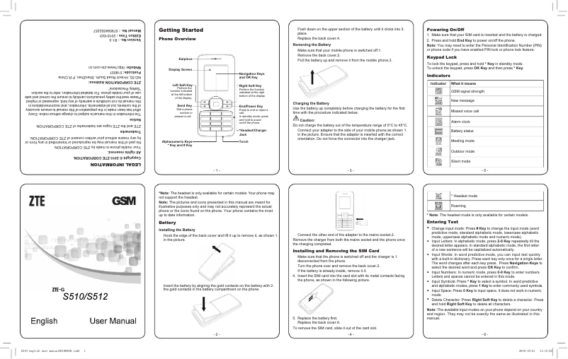 Page 1 of the manual User Manual ZTE S510