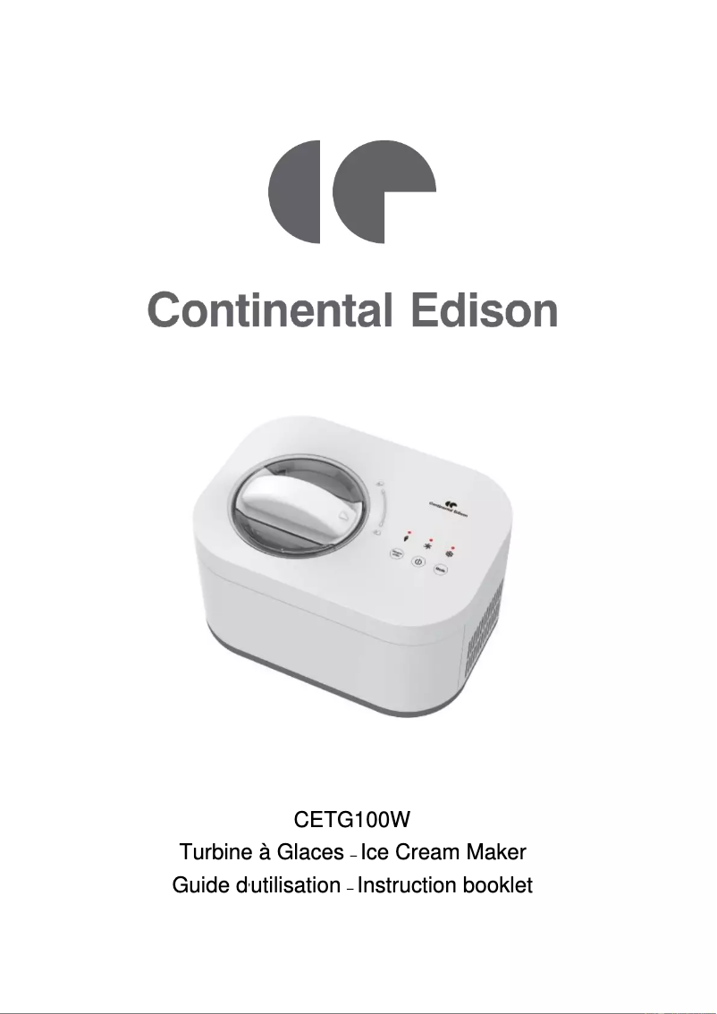 Page 1 of the manual User Manual Continental Edison CETG100W